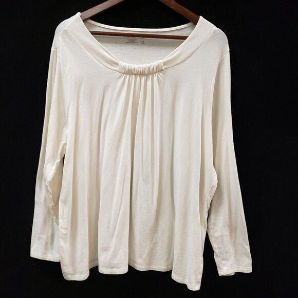 Coldwater Creek Womens Minimalist T Shirt Size 2X Ivory Clean Girl Essential - Picture 1 of 9